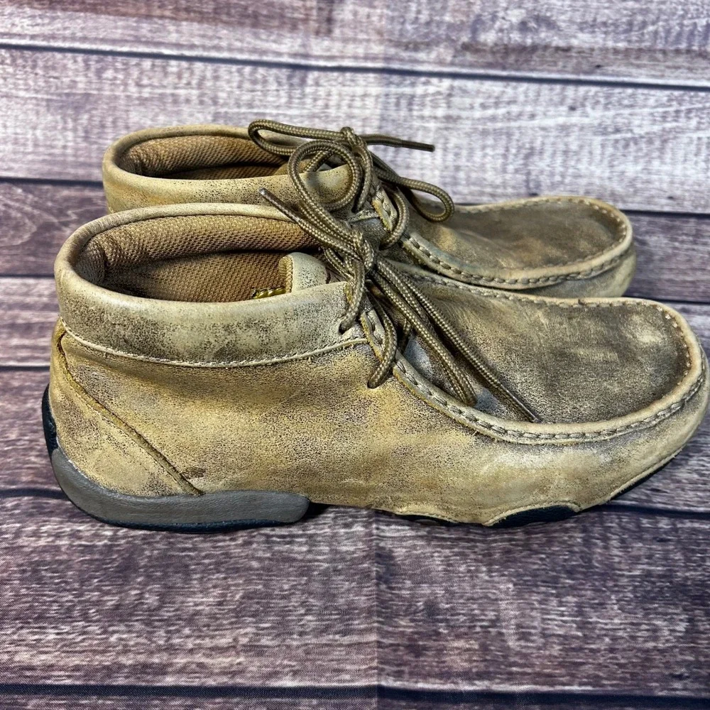 Twisted X Mens Driving Moc Chukka Boots Distressed Brown Leather WDM0001 8.5M